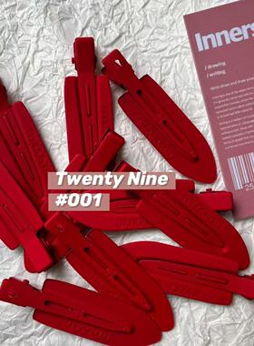 网红深红色无痕发夹侧边夹发饰ins金属J烤漆发卡韩版刘海夹鸭嘴夹