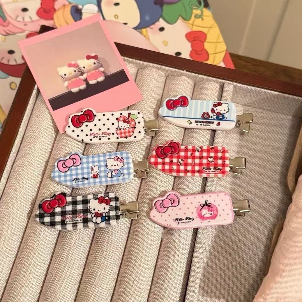 超萌卡通KT猫发夹可爱格纹蝴蝶结发饰潮玩包挂装饰少女心inskitty