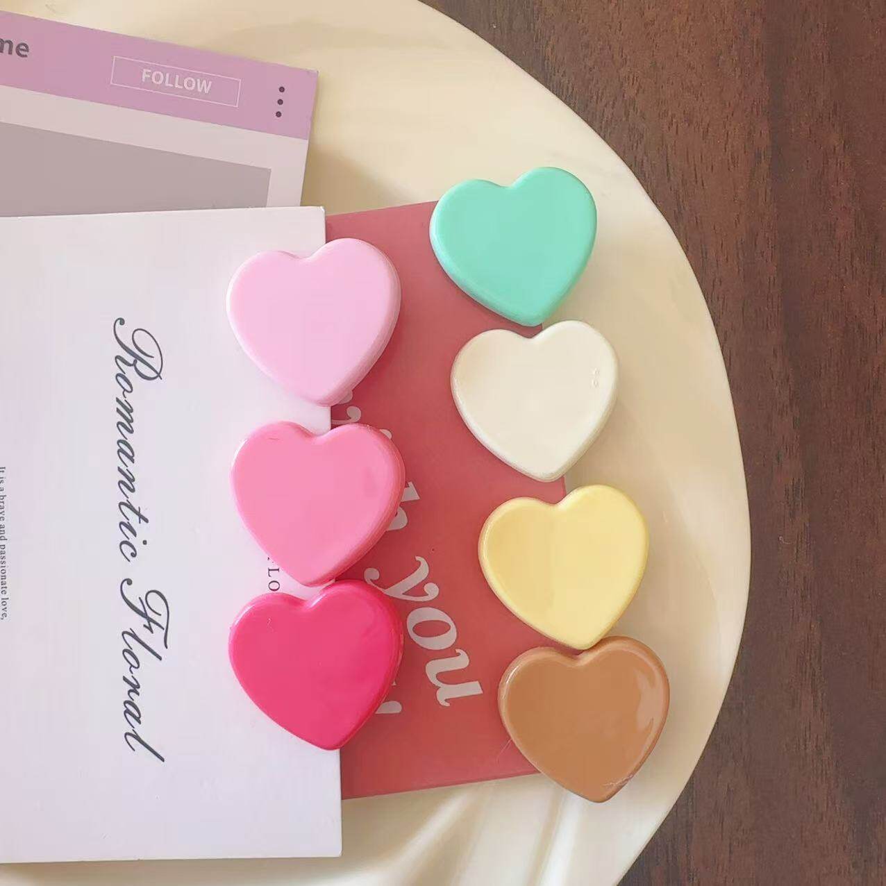 糖果色爱心发夹女少女心甜美发饰多色塑料夹子头饰甜美风格高颜值