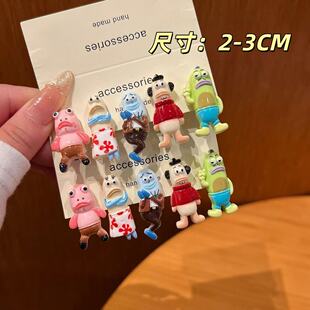 甜美卡通人物边夹ins发夹丑萌可爱趣味发饰2-3CM萌系个性儿童发卡