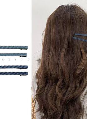 小众韩系牛仔一字夹发夹刘海夹小清新碎发侧边发饰女深色头饰侧边