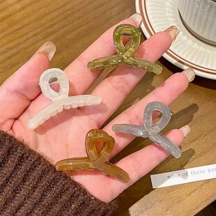 4.5CM果冻色半透明小抓夹半扎发小号鲨鱼夹甜美交叉碎发发饰迷你