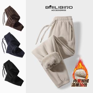 双面加绒加厚男女士休闲裤子束脚奥粒绒运动保暖冬季口袋拉链棉裤