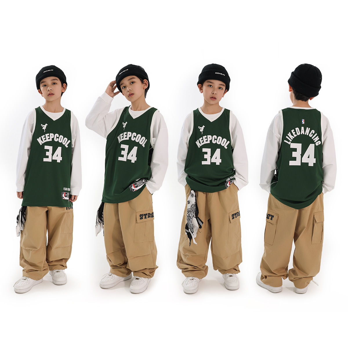 少儿hiphop街舞童装演出服嘻哈酷帅球衣裤子儿童街舞潮服套装男童