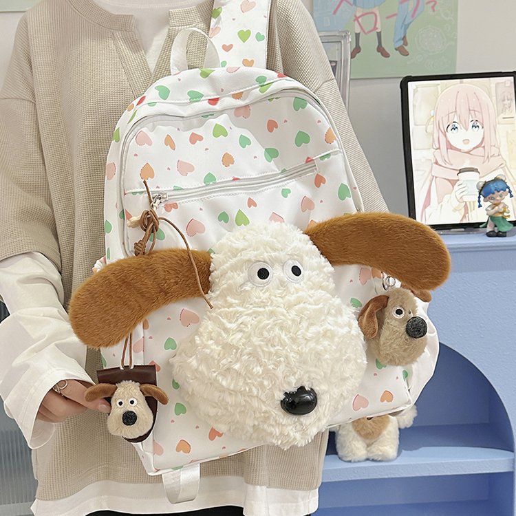 日系设计感少女书包女孩韩版毛茸茸小羊休闲背包百搭高中生初中生