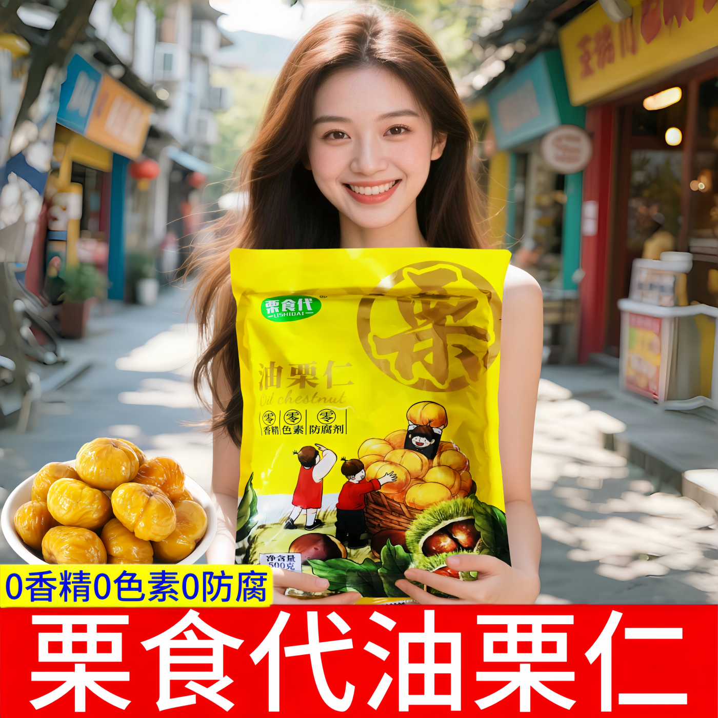 栗食代油栗仁大袋500g装