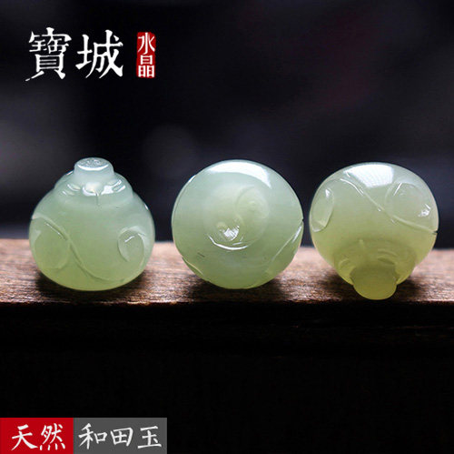 天然青海和田玉红绳编织饰品配件