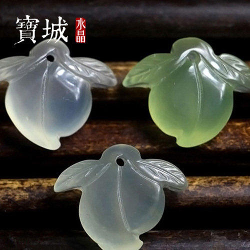 diy岫玉桃子挂件男女款毛衣链