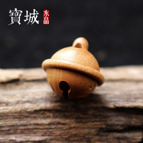野生桃木 雕刻铃铛挂件diy手工红绳编织手链脚链项链饰品配件材料