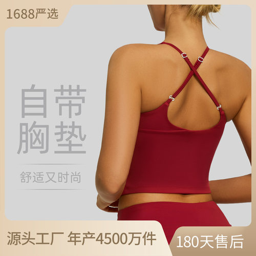新款跨境健身瑜伽背心无袖吊带文胸运动内衣女