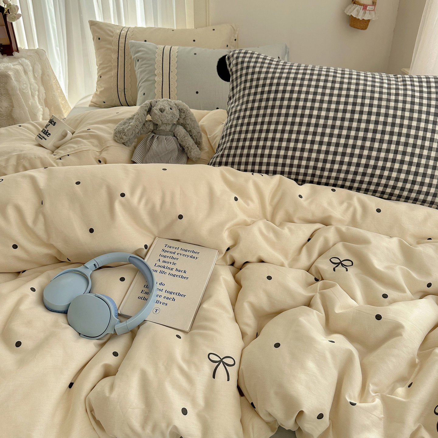 晚安猫ins全棉少女系花边印花系列四件套小碎花三件套床单床品,床上用品,床品套件/四件套/多件套,淘宝优惠券,粉丝福利购,淘宝优惠卷