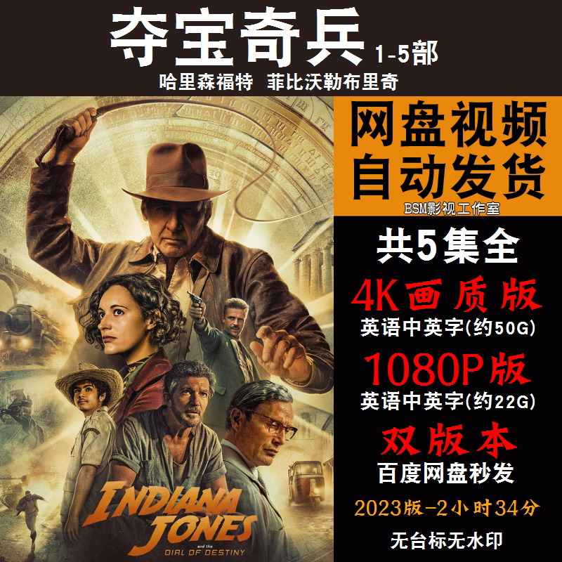 夺宝奇兵 欧美电影1-5部命运转盘4k霏宣传画1080p影片霏装饰画