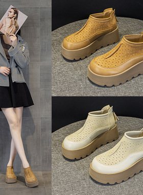 2025春夏新款爆款洞洞休闲凉鞋透气厚底增高百搭镂空202516