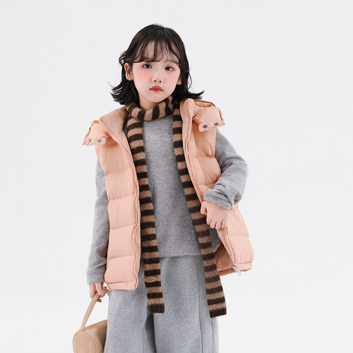 儿童羽绒服马甲2025连帽短款冬季新款90白鸭绒加厚男女童背心外套