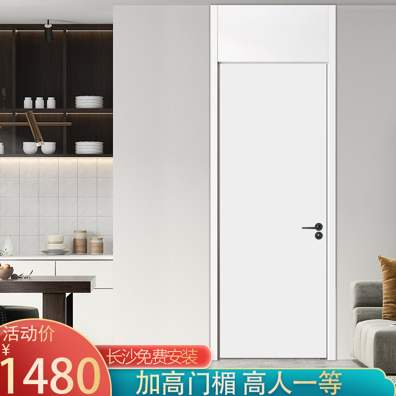 长沙通顶房门一门到顶卧室门门楣套装门复合实木平开门加高门烤漆