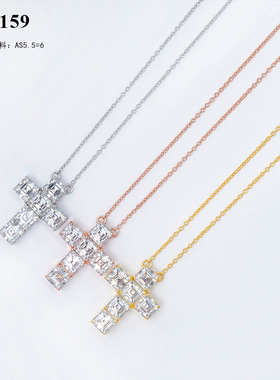 高级感十足毛衣链S925银宝塔莫桑钻十字架女莫桑石项链秒过测钻笔