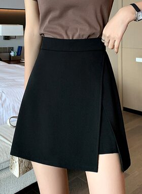裙子女夏季小个子半身裙女显瘦a字裙2024新款感黑色开叉包裙
