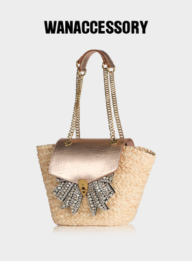 WANACCESSORY万蔻FACE ON/OFF系列2025新款拉菲草巴厘包 原创设计