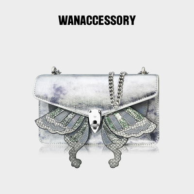 WANACCESSORY万蔻斑驳银MiNi Boite换脸小方包单肩斜挎小包