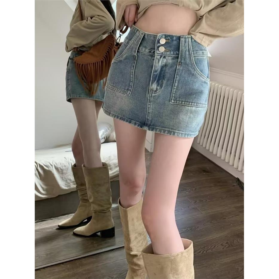 高腰显瘦辣妹牛仔裙半身