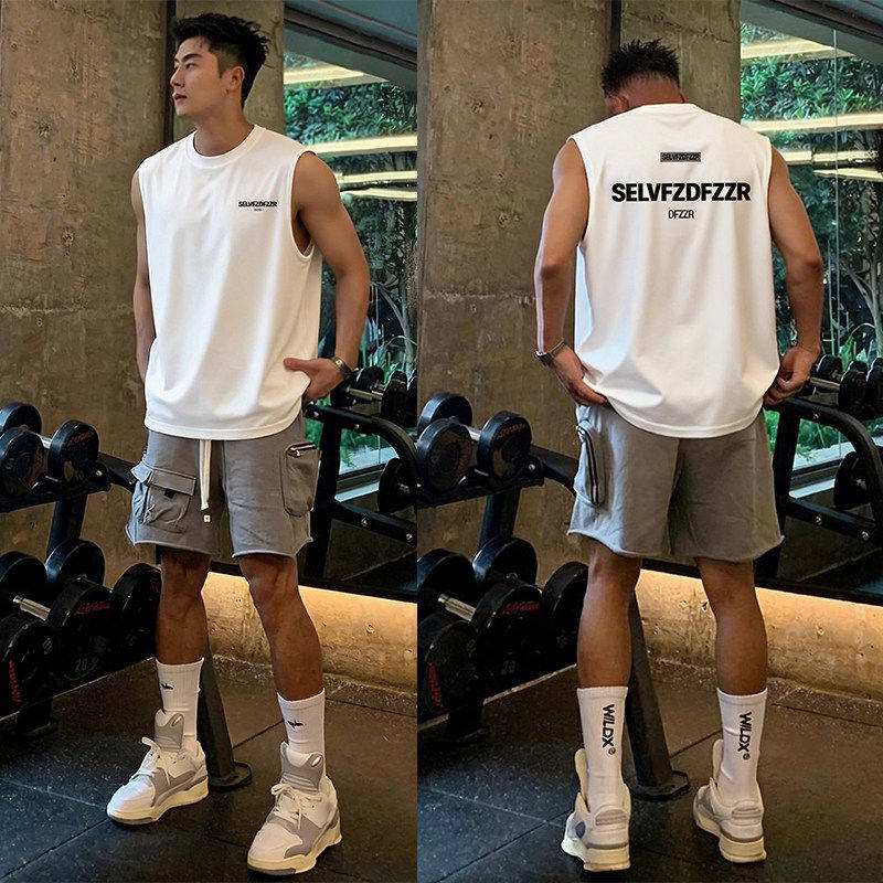纯棉300斤特大码印花背心男无袖