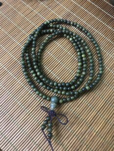 绿檀木佛珠手串檀香木项链男女情侣0.4*216颗念珠细珠精致款手链