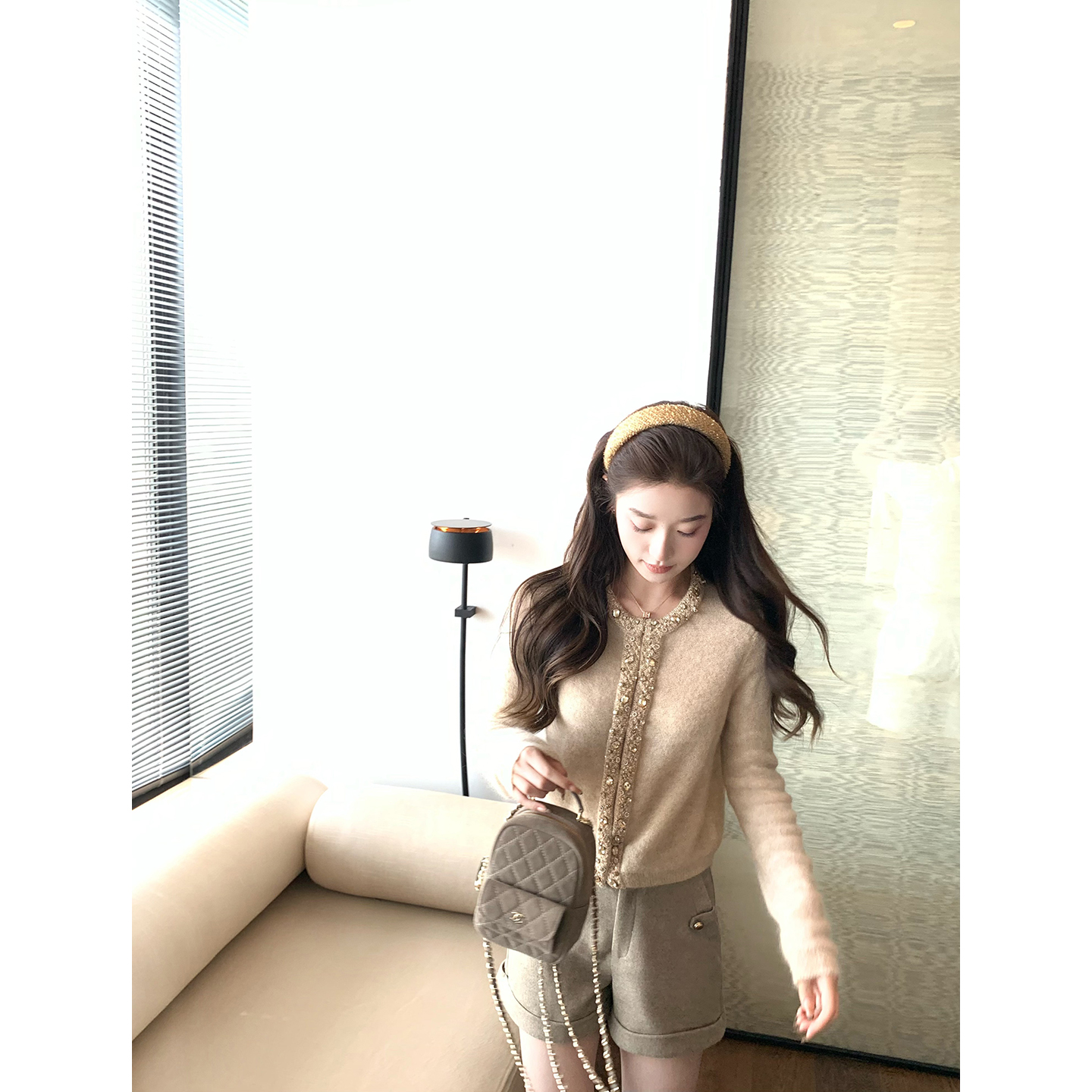 cchen陈陈-露西小姐 圆领毛衣开衫外套百搭亮片软糯宽松针织上衣