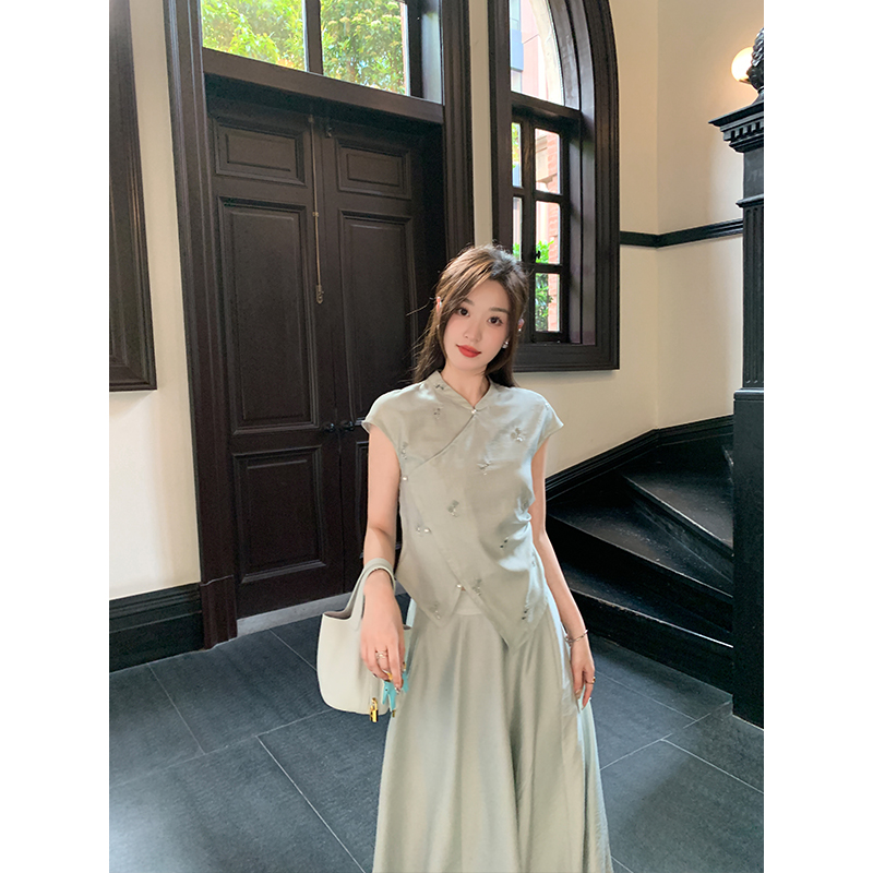 重工刺绣珠片国风上衣飘飘阔腿裤