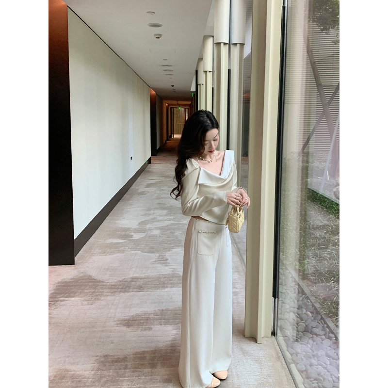 陈陈休闲高腰阔腿长裤