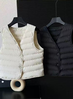 鹅绒内胆羽绒马甲女2025新款时尚V领薄款轻便内穿搭秋冬坎肩背心