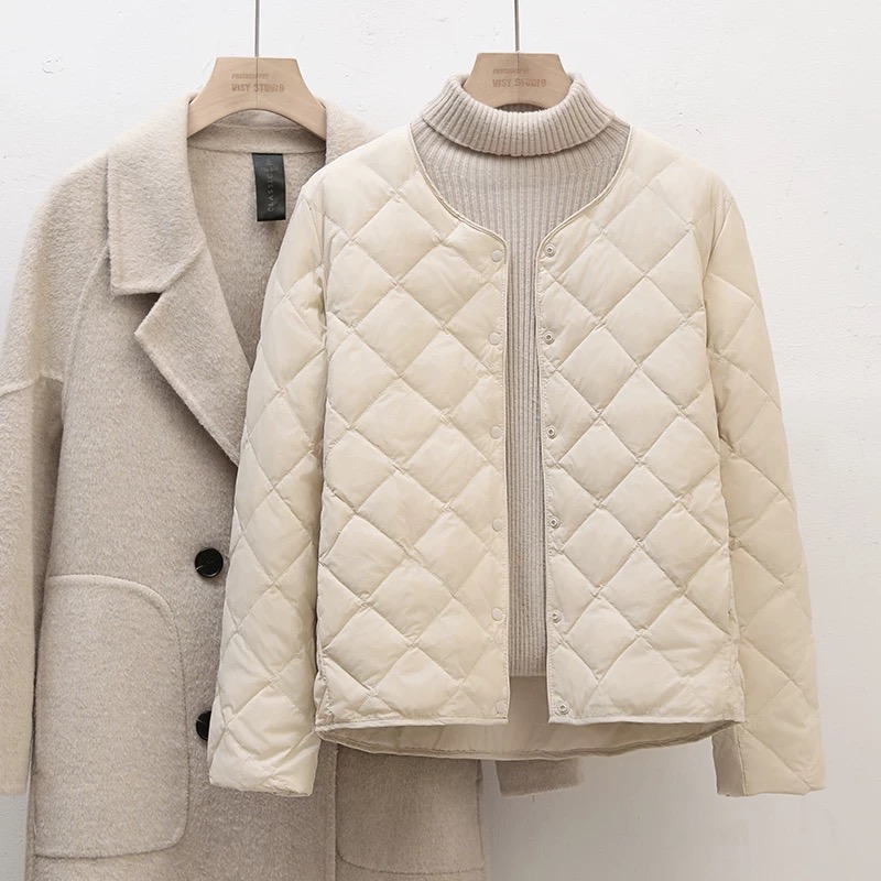 2025秋冬新款圆领内胆羽绒服女轻薄内穿90白鸭绒短款轻便打底外套