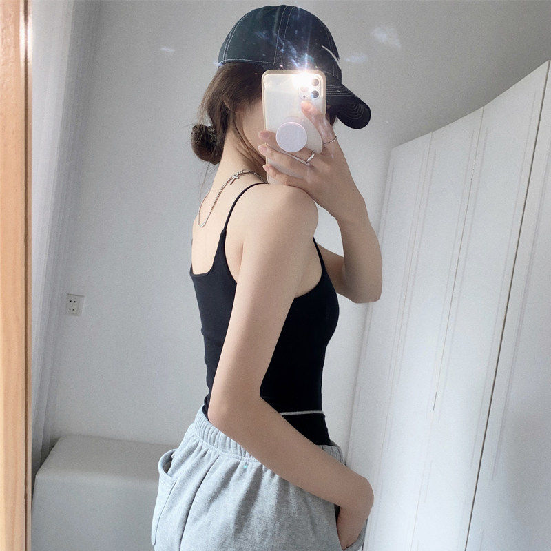 白色美背性感纯欲吊带背心女夏外穿2026新款内搭带胸垫打底上衣薄
