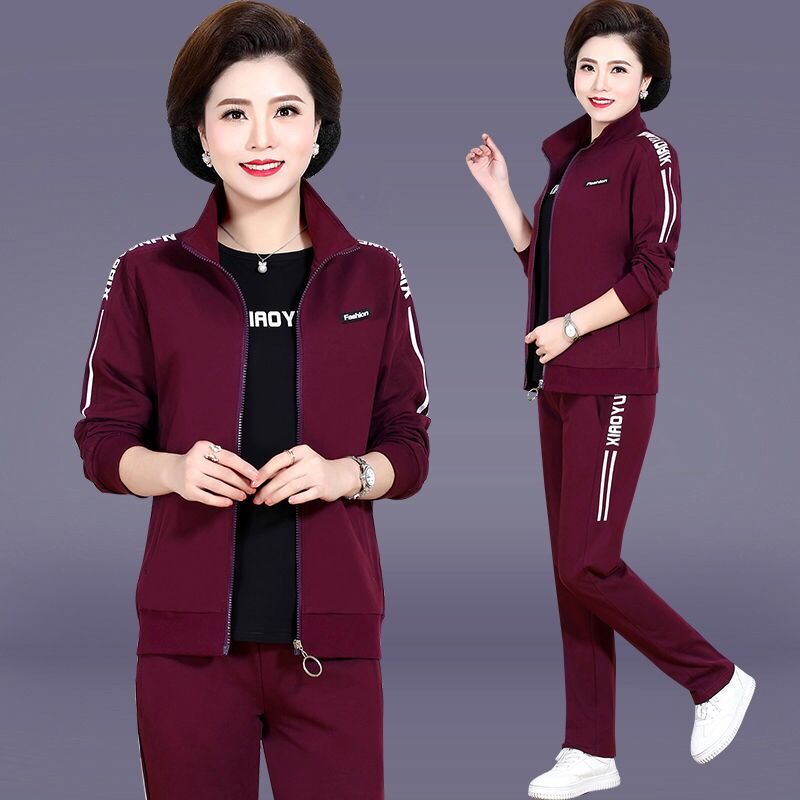 大码女装休闲套装女外套女韩版宽松学生春秋季运动服中老年两件套