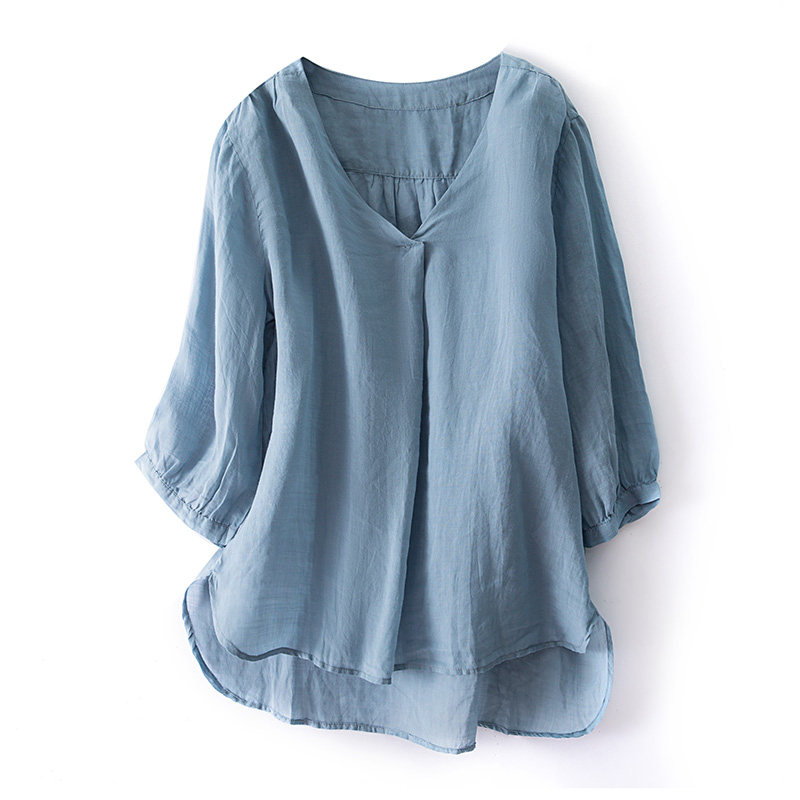 冉裳原创简约度假文艺苎麻女上衣