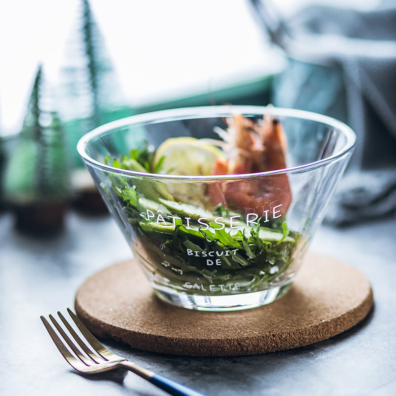 法文水果沙拉碗透明玻璃碗日式家用早餐碗酸奶碗蔬菜搅拌碗甜品碗|ruв категории посуда, посуда, чаша - от Buy2taobao.com для оказания профессиональной услуги покупки агента Taobao