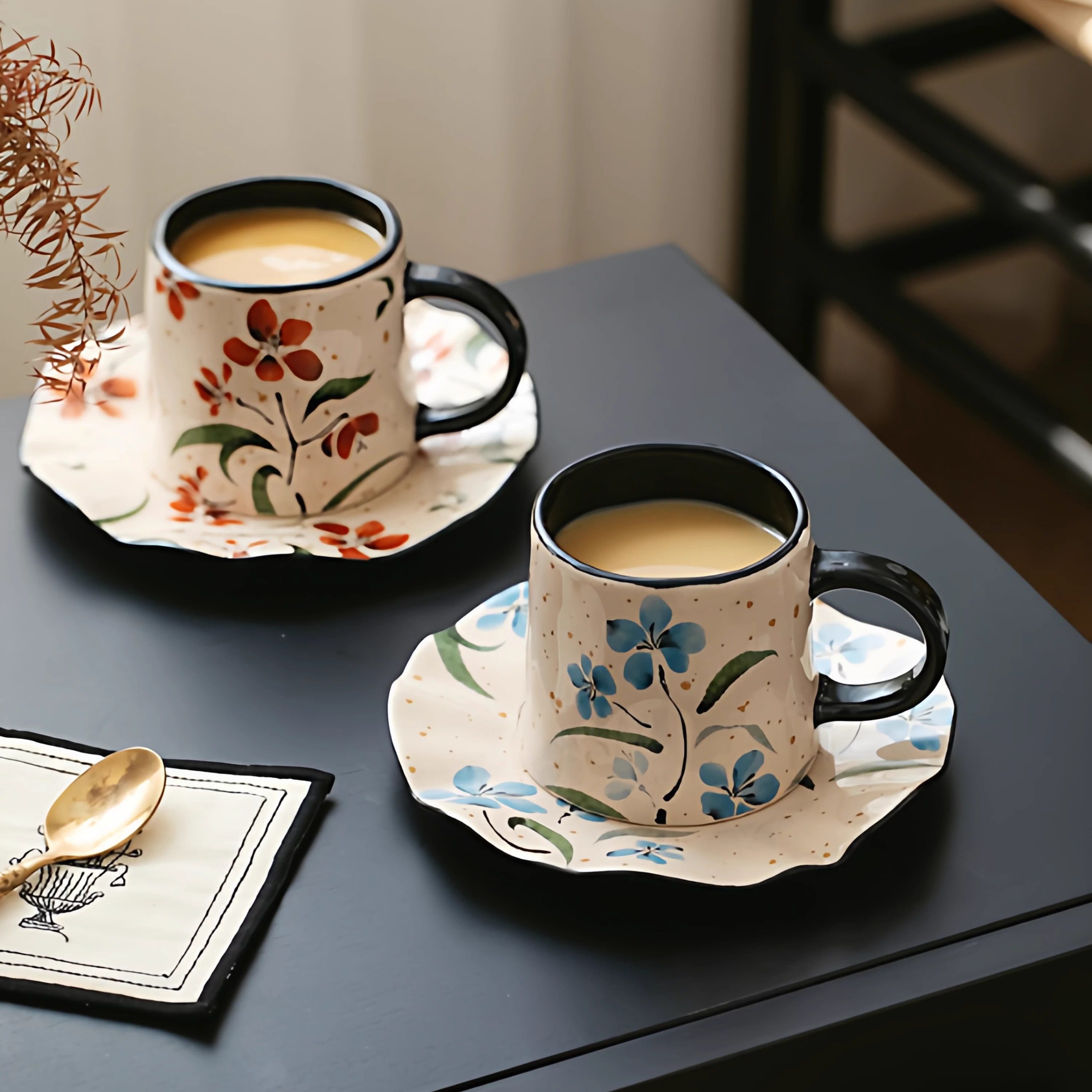 中古风咖啡杯碟套装下午茶杯喝水陶瓷杯子情侣杯礼盒送礼小众礼物,餐饮具,咖啡杯,淘宝优惠券,粉丝福利购,淘宝优惠卷