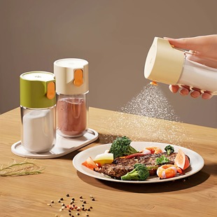 日式控盐瓶定量出盐罐玻璃调味瓶按压调料盒厨房防潮分装瓶调味罐