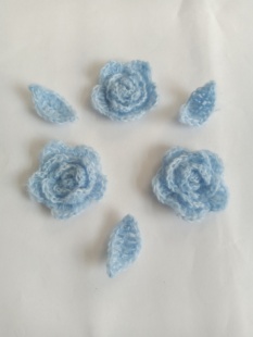 马海毛手钩花手工编织玫瑰花针织花朵配件服装辅料帽子包包装饰