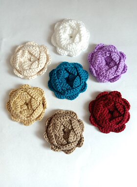 手工毛线钩花8cm胸花服装装饰