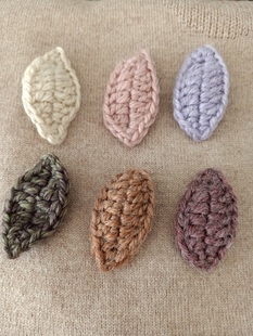 手钩花朵辅料手工编织树叶花叶子服装辅料装饰配件勾花饰品6*3cm