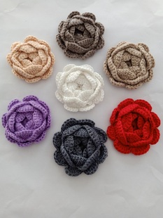 羊绒毛线胸花毛衣配件手工编织玫瑰花胸针别针服装辅料饰品8cm