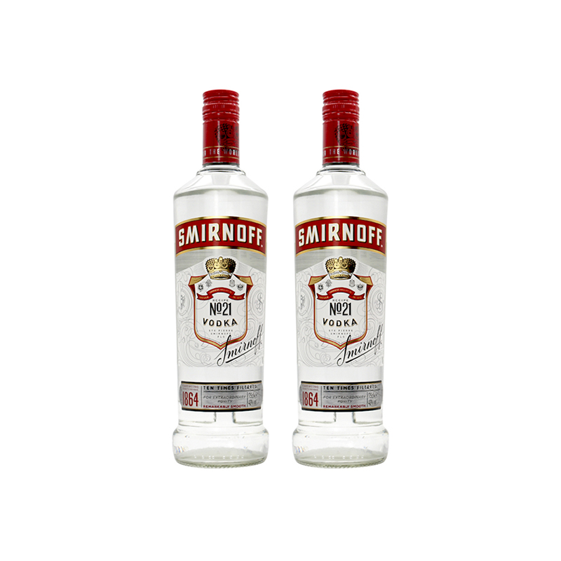 双支装斯米诺红牌原味伏特加小鸟皇冠鸡尾酒调酒基酒700ml洋酒