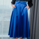 2025秋季 新款 醋酸缎面丝滑宝蓝色长裙显瘦大摆女半身裙