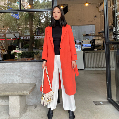 新品手工中长款羊毛羊绒外套大衣