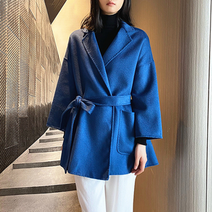 2026新款水波纹短款双面绒大衣女宽松100羊毛呢子女外套