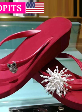 Popits轻奢人字拖5CM女时尚外穿海边度假凉拖沙滩鞋简约夹脚厚底