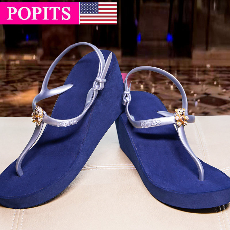 Popits夹脚凉鞋2021新款7cm女高
