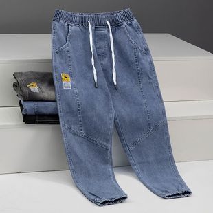 男2024春秋新款 百搭休闲裤 潮牌大码 宽松束脚哈伦裤 子男 工装 牛仔裤