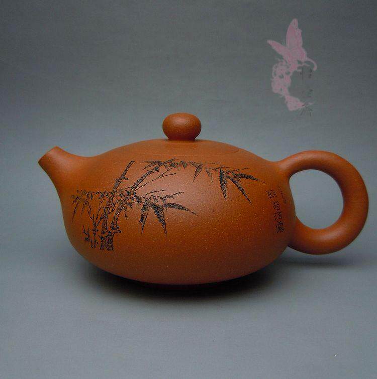 宜兴茶具紫砂泡茶壶原矿降坡泥【扁西施】纯手工包邮竹