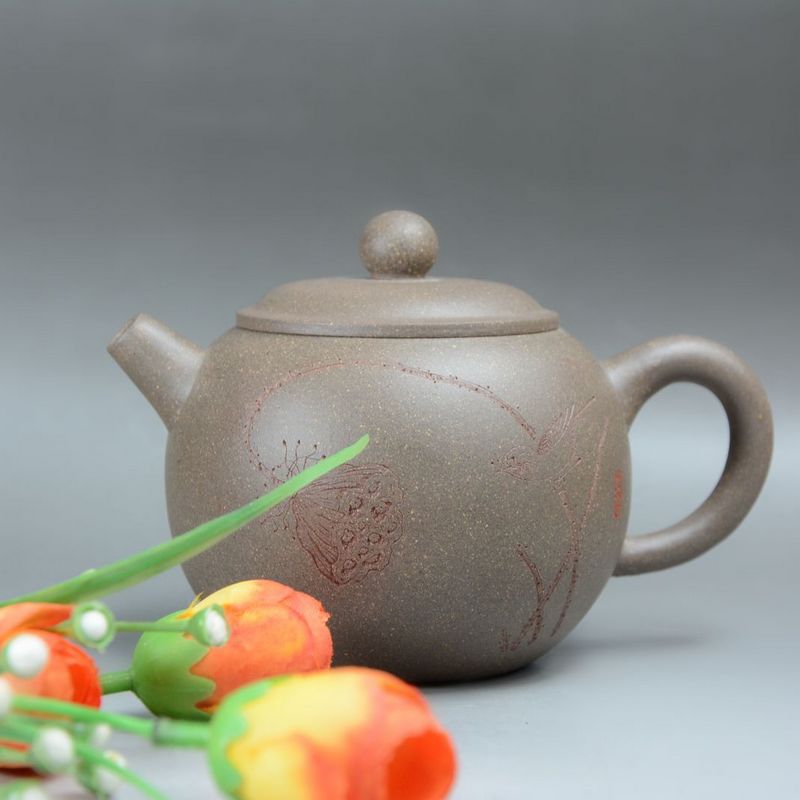 茶具原矿段泥刻绘宜兴紫砂壶